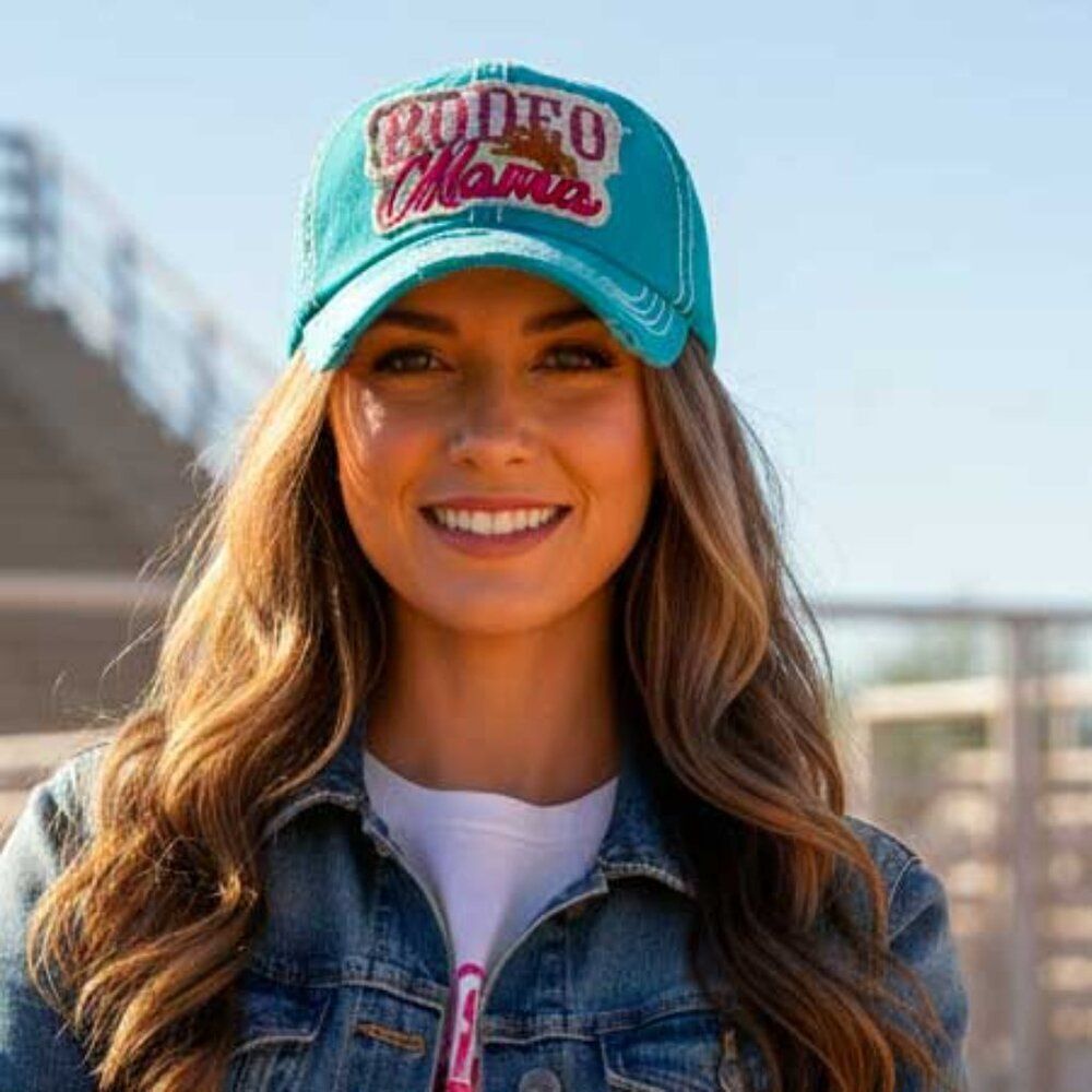 Ladies Teal Rodeo Mama Female Baseball Hat - Picture 5 of 8